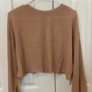 Tan crop long sleeve top